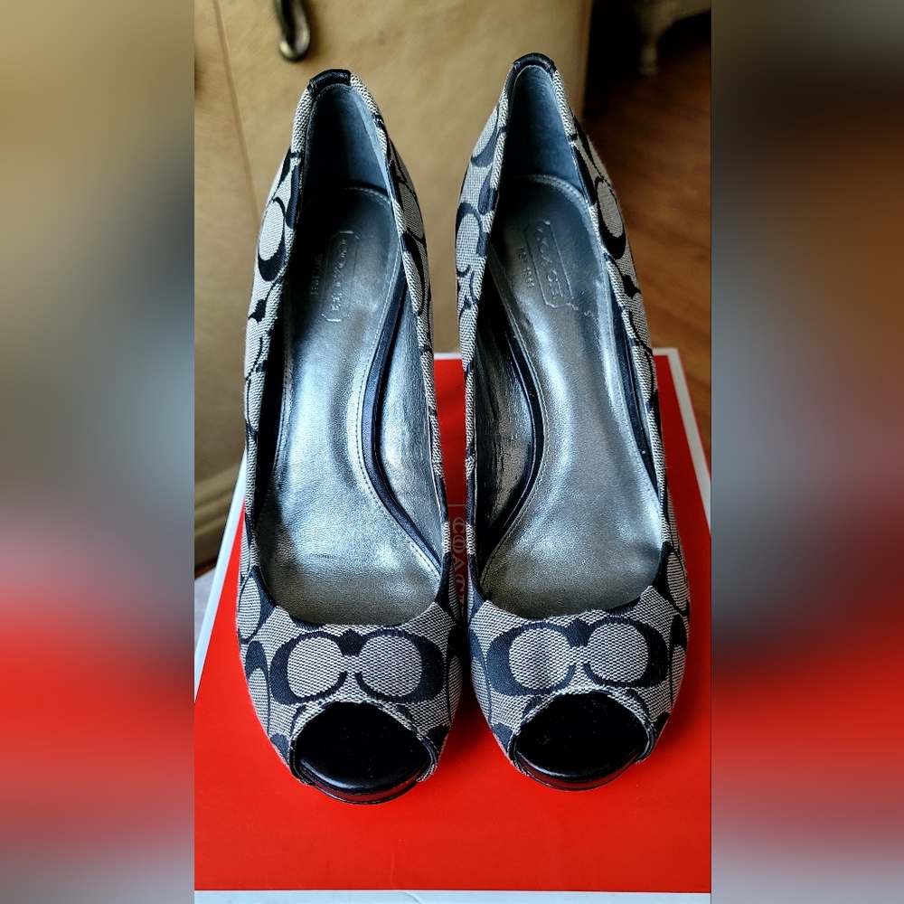 Coach Women's Peep Toe Heels - Black and Gray